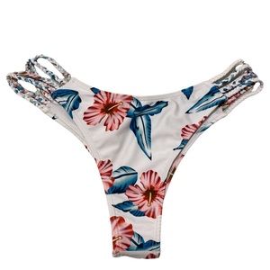 White and Pink Floral Bikini Bottom